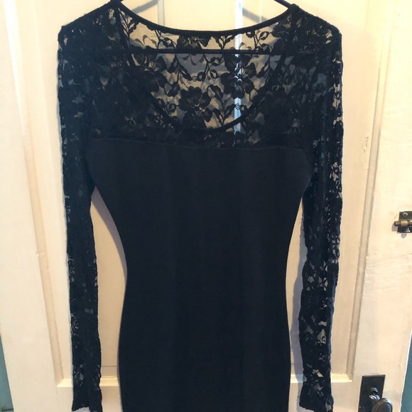 Little Black Lace Mini Dress - Picture 5 of 6